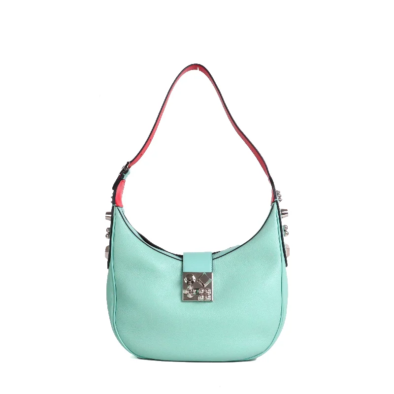 LOUBOUTIN - Sac à épaule Carasky Louboutin en cuir grainé turquoise