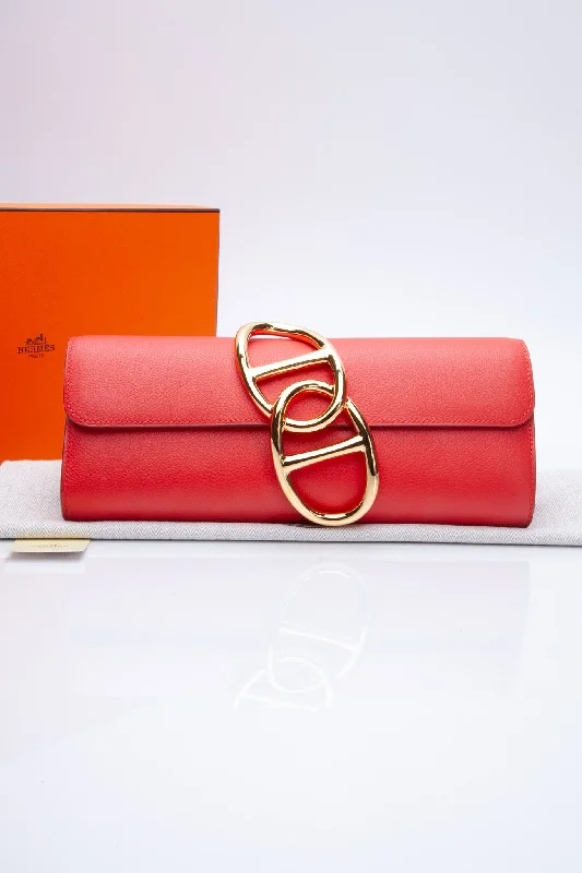 HERMES Evercolor Egee Rouge Tomate Clutch