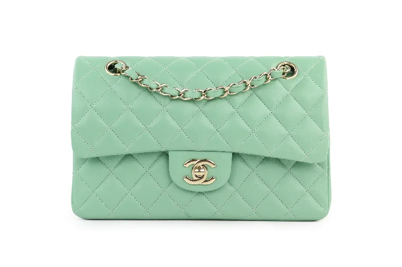 Light Green Lambskin Small Classic Flap