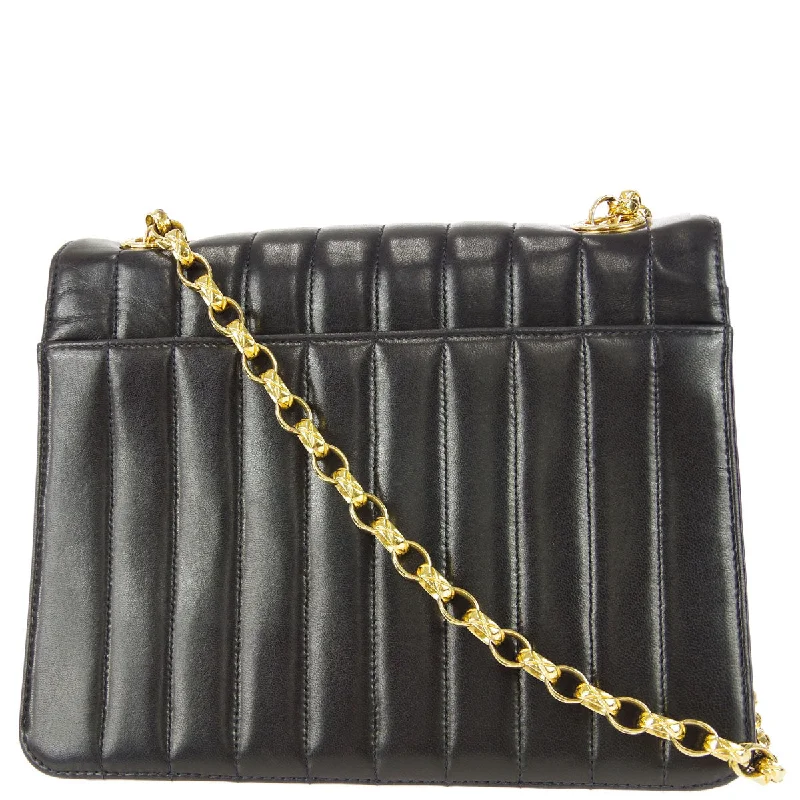 Chanel * 1991-1994 Black Lambskin Mini Vertical Stitch Flap Bag