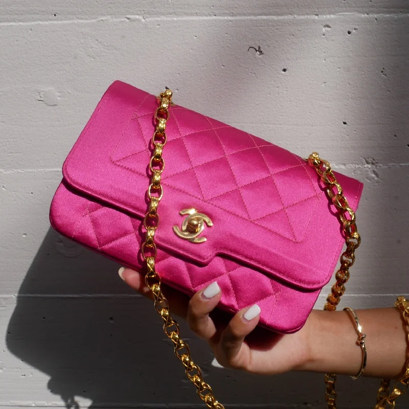 CHANEL * 1989-1991 Pink Satin Border Flap Mini