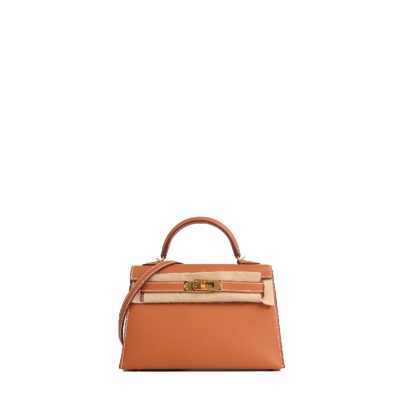 HERMÈS - Sac à bandoulière Mini Kelly Hermès en cuir Epsom Gold