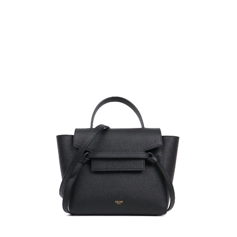 CELINE - Sac à bandoulière Belt nano Celine en cuir grainé noir