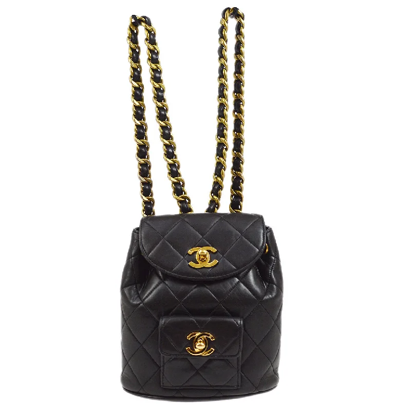 CHANEL * 1991-1994 DUMA Backpack Small Black Lambskin