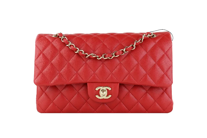 Red Lambskin Medium Flap