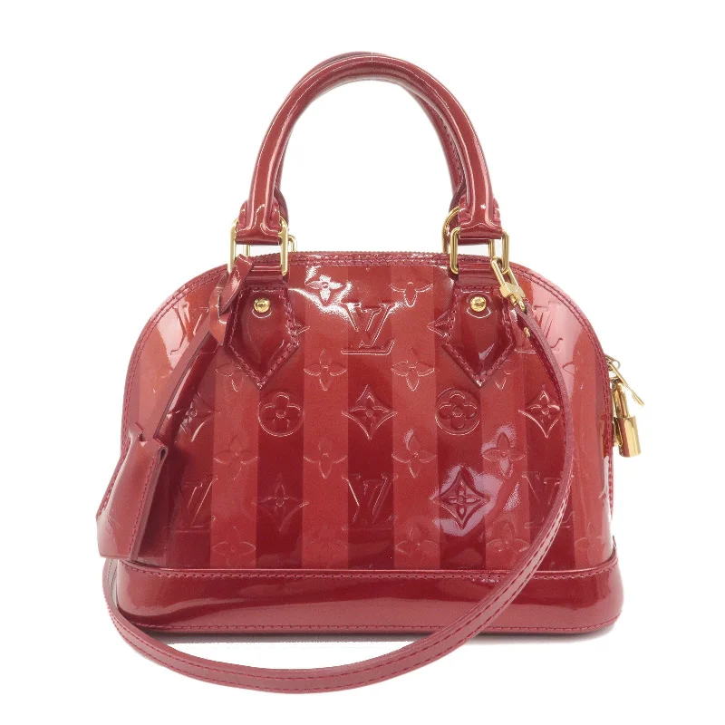 Louis Vuitton Monogram Vernis Rayures Alma BB Pomme d'Arour M91593