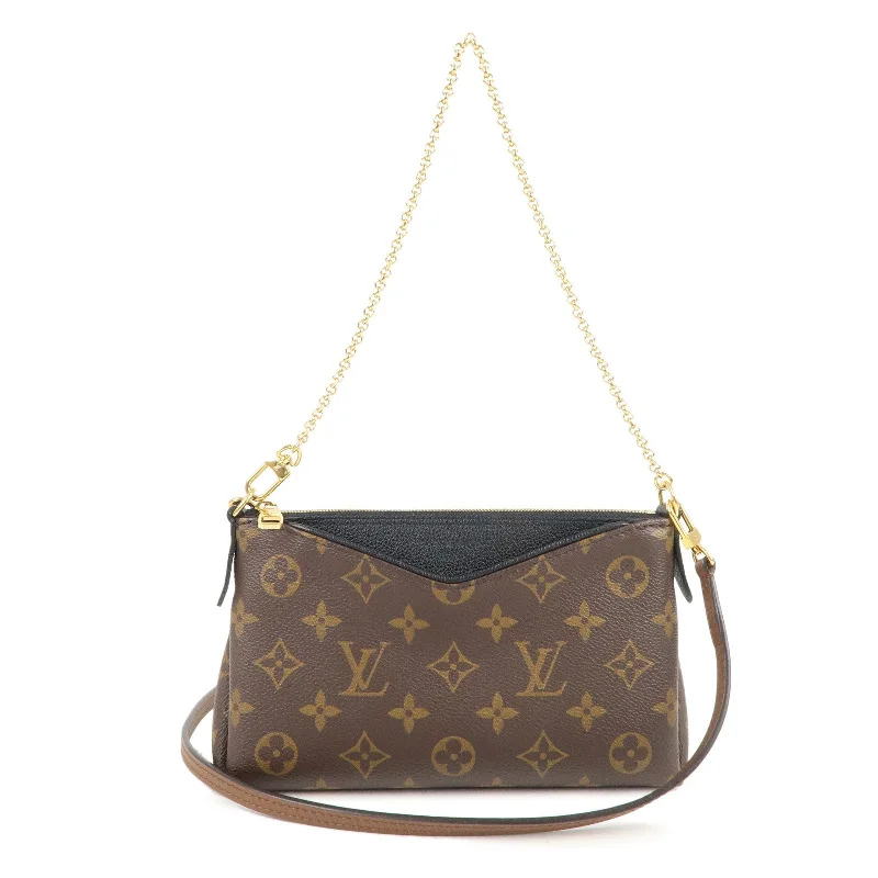 LOUIS VUITTON Monogram Pallas Clutch 2Way Shoulder Bag Noir M41639