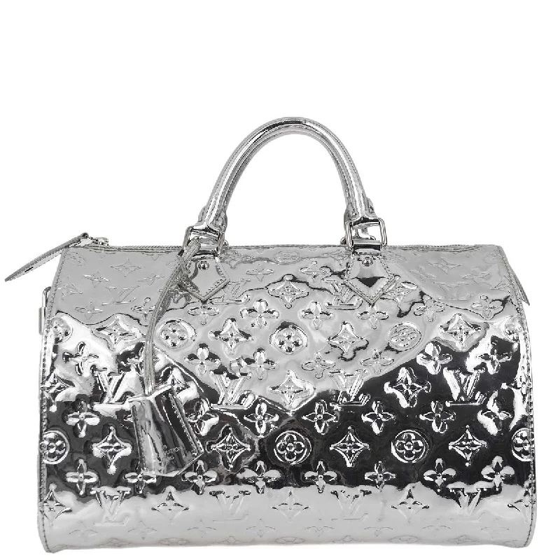 Louis Vuitton 2006 * Silver Monogram Miroir Speedy 35 Handbag M95271