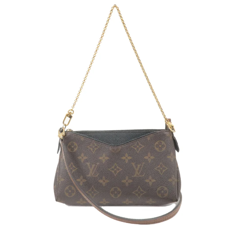 Louis Vuitton Monogram Pallas Clutch 2Way Shoulder Bag Noir M41639