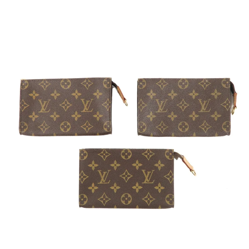 Louis vuitton Set of 3 Monogram Bucket PM Pouch Brown