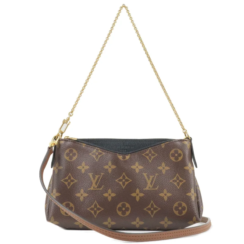 Louis Vuitton Monogram Pallas Clutch 2 Way Bag Noir M41639